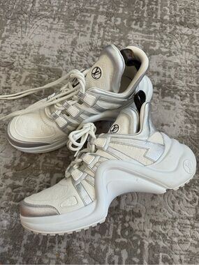 Louis Vuitton White & Silver Archlight Leather Sneakers - Women's 39 1/2